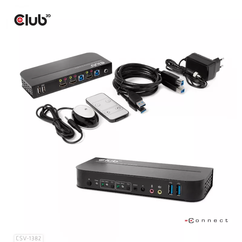 KVM prepínač CLUB3D CSV-1382 Dual HDMI 4K 60Hz USB