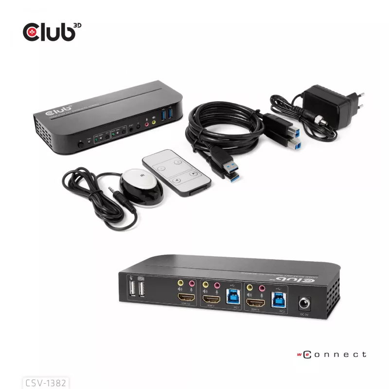 KVM prepínač CLUB3D CSV-1382 Dual HDMI 4K 60Hz USB