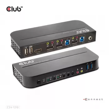 CLUB3D DisplayPort/HDMI KVM prepínač pre Dual DisplayPort 4K 60Hz