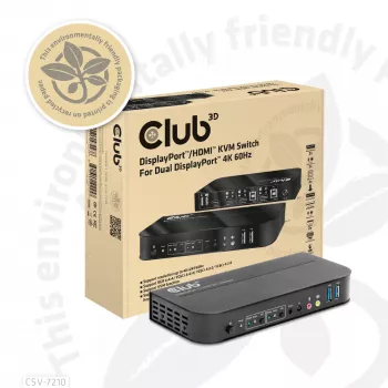 CLUB3D DisplayPort/HDMI KVM prepínač pre Dual DisplayPort 4K 60Hz