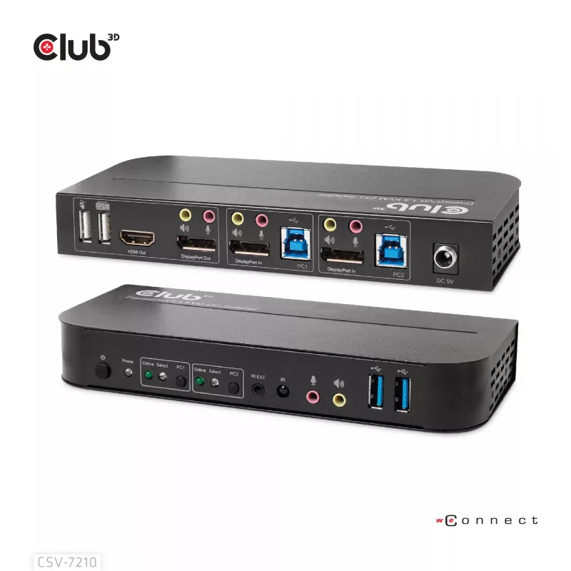 CLUB3D DisplayPort/HDMI KVM prepínač pre Dual DisplayPort 4K 60Hz