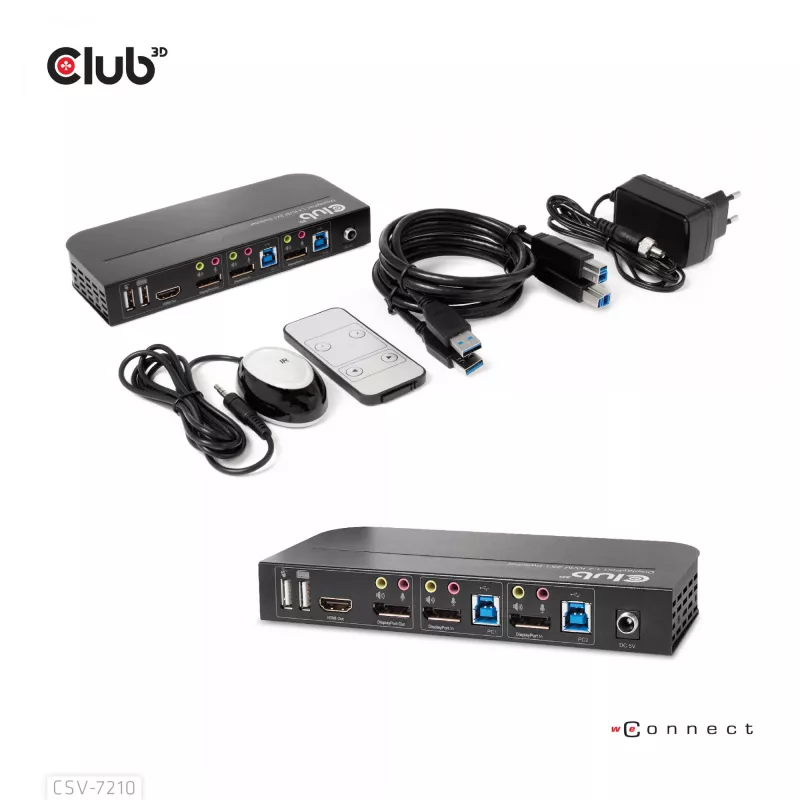 CLUB3D DisplayPort/HDMI KVM prepínač pre Dual DisplayPort 4K 60Hz