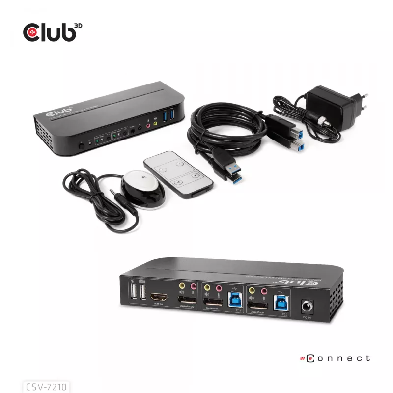 CLUB3D DisplayPort/HDMI KVM prepínač pre Dual DisplayPort 4K 60Hz
