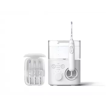 Ústna sprcha Philips Power Flosser 7000 HX3911/40, na batérie, biela, univerzálna AC nabíjačka