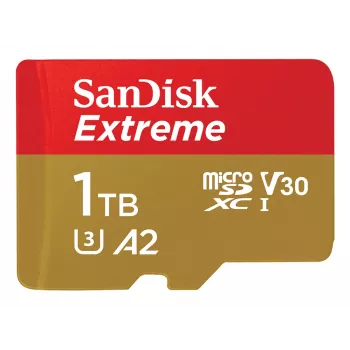 Pamäťová karta SanDisk Extreme microSDXC 1TB + adaptér SD, čítanie 190 MB/s, zápis 130 MB/s, A2, C10, V30, UHS-I U3