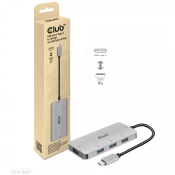 CLUB3D 4-portový USB-A hub pre USB-C – 10 Gbps rýchly prenos