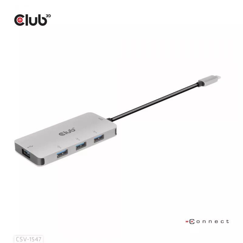 CLUB3D 4-portový USB-A hub pre USB-C – 10 Gbps rýchly prenos