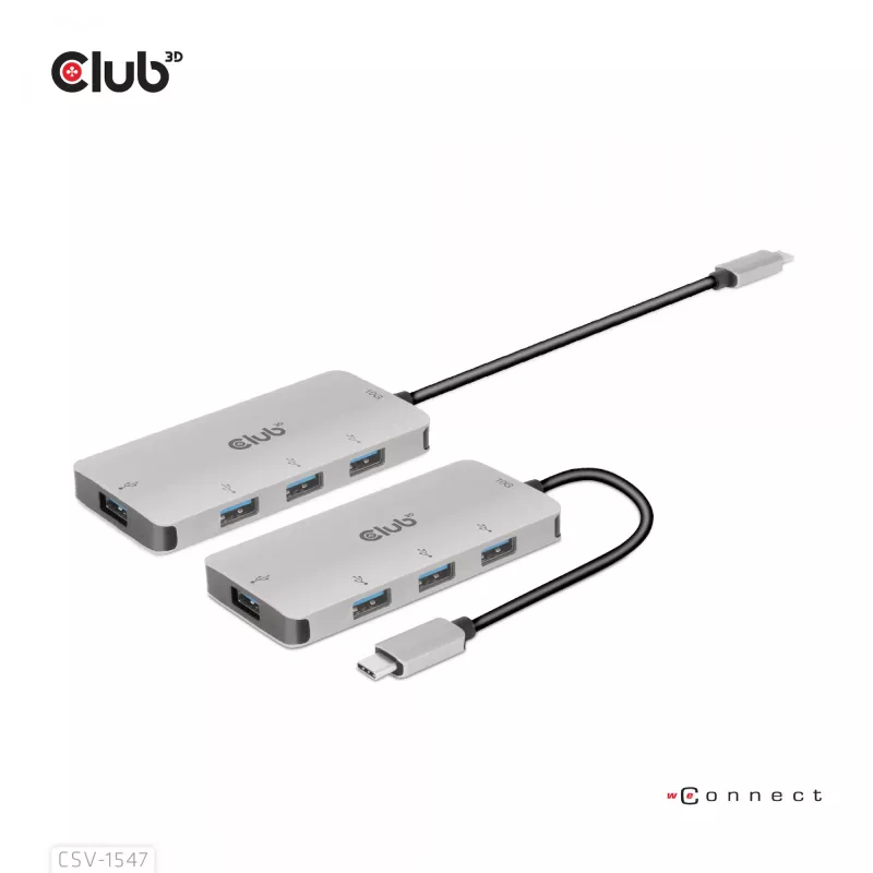 CLUB3D 4-portový USB-A hub pre USB-C – 10 Gbps rýchly prenos