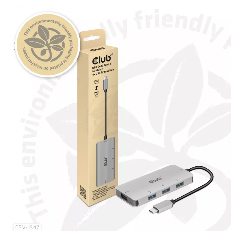 CLUB3D 4-portový USB-A hub pre USB-C – 10 Gbps rýchly prenos
