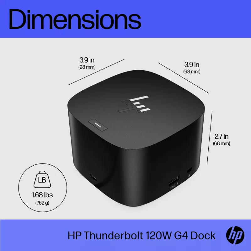 HP Thunderbolt Dock 120W G4, káblový, Thunderbolt 4, čierna, Kensington, Čína, Thajsko, Taiwan, Business