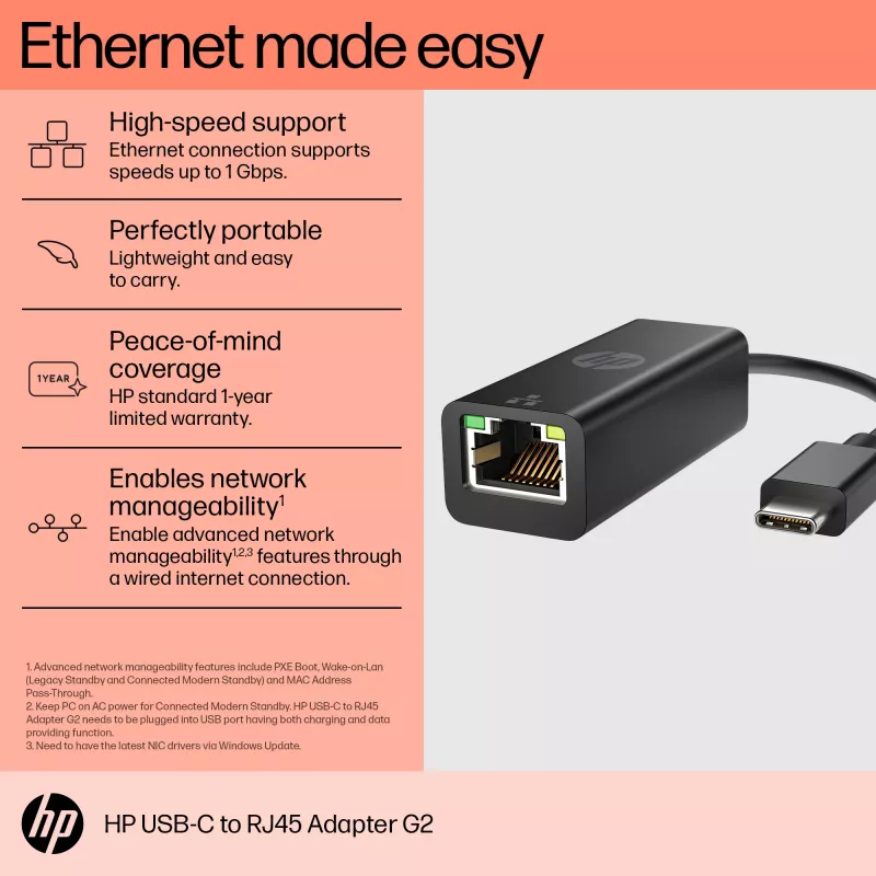 Adaptér RJ-45 HP USB-C to RJ45 Adapter G2
