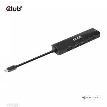 CLUB3D USB Gen1 Type-C, 6-in-1 hub s HDMI 8K30Hz, 2xUSB Type-A, RJ45 a 2xUSB Type-C, dátové a PD nabíjanie 100 Watt