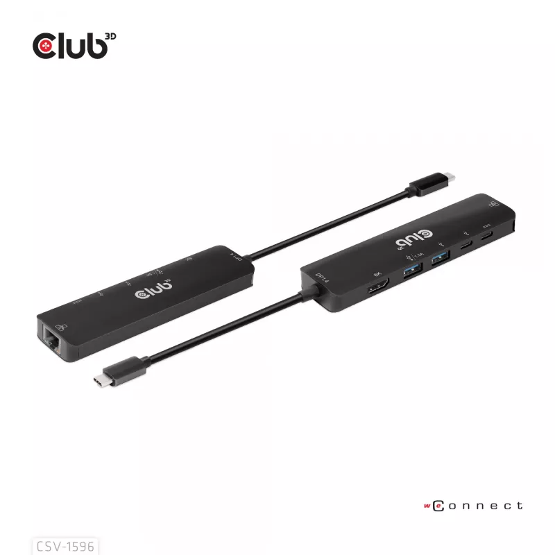 CLUB3D USB Gen1 Type-C, 6-in-1 hub s HDMI 8K30Hz, 2xUSB Type-A, RJ45 a 2xUSB Type-C, dátové a PD nabíjanie 100 Watt