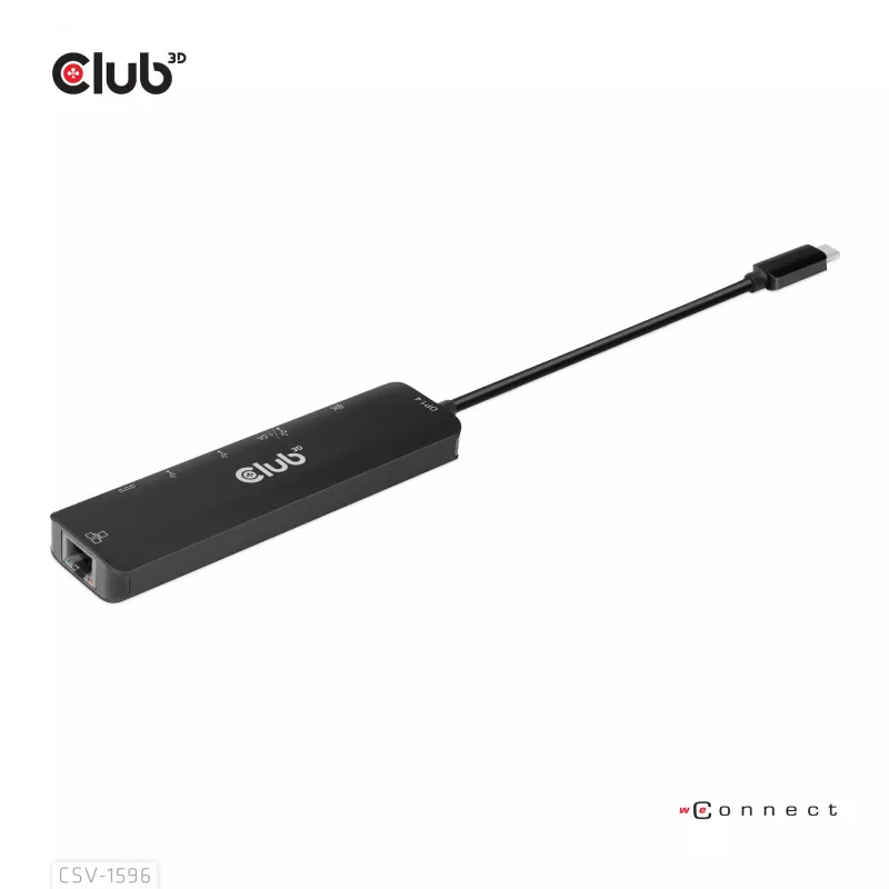 CLUB3D USB Gen1 Type-C, 6-in-1 hub s HDMI 8K30Hz, 2xUSB Type-A, RJ45 a 2xUSB Type-C, dátové a PD nabíjanie 100 Watt