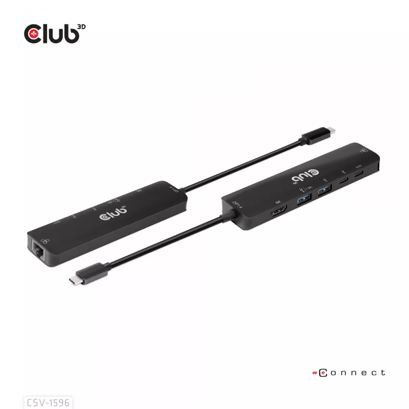 CLUB3D USB Gen1 Type-C, 6-in-1 hub s HDMI 8K30Hz, 2xUSB Type-A, RJ45 a 2xUSB Type-C, dátové a PD nabíjanie 100 Watt