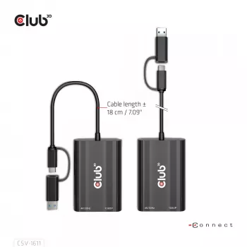 CLUB3D USB Gen1 Type-C/-A na Dual HDMI (4K/30Hz) / VGA (1080/60Hz)