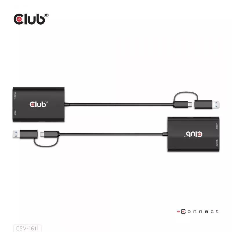 CLUB3D USB Gen1 Type-C/-A na Dual HDMI (4K/30Hz) / VGA (1080/60Hz)
