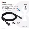 CLUB3D USB4 Gen2x2 Type-C obojsmerný kábel 4K60Hz, dáta 20Gbps, PD 240W(48V/5A) EPR M/M 2m