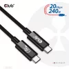 CLUB3D USB4 Gen2x2 Type-C obojsmerný kábel 4K60Hz, dáta 20Gbps, PD 240W(48V/5A) EPR M/M 2m