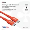 USB-C na USB-C obojsmerný kábel CLUB3D CAC-1573, USB4 Gen 2x2, 2 m, červený, PD až do 240 W