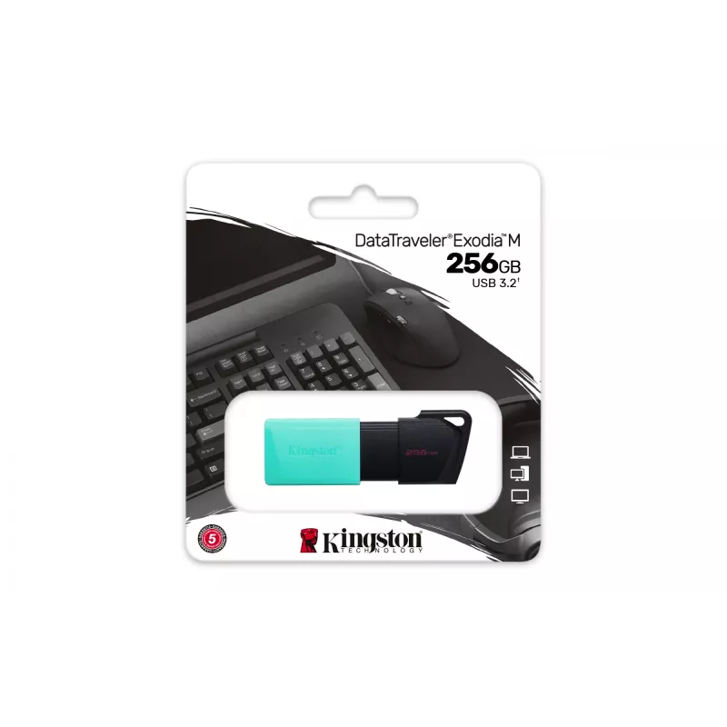 Kingston Technology DataTraveler 256GB USB3.2 Gen1 Exodia M (čierna + tyrkysová)