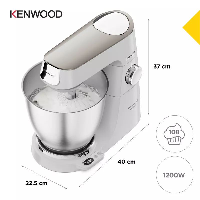 Kenwood Titanium Chef Baker XL kuchynský robot 1200 W 7 L biely s integrovanou váhou