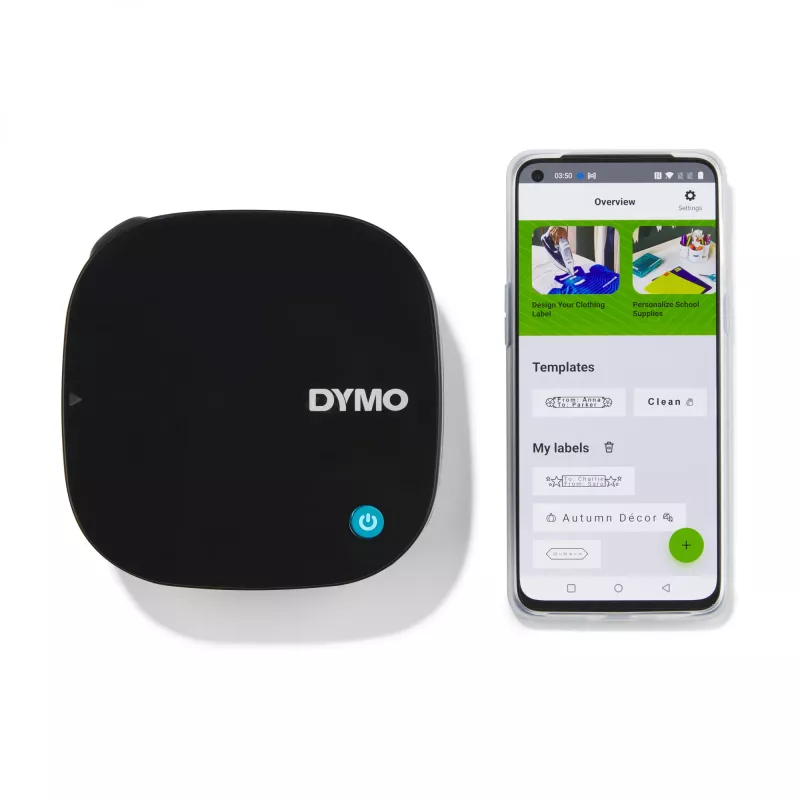 DYMO LetraTag 200B Bluetooth tlačiareň etikiet | Kompaktná tlačiareň etikiet | Pripája sa cez bezdrôtovú Bluetooth technológiu k iOS a Android | Obsahuje 1 bielu papierovú etiketovú pásku | čierna