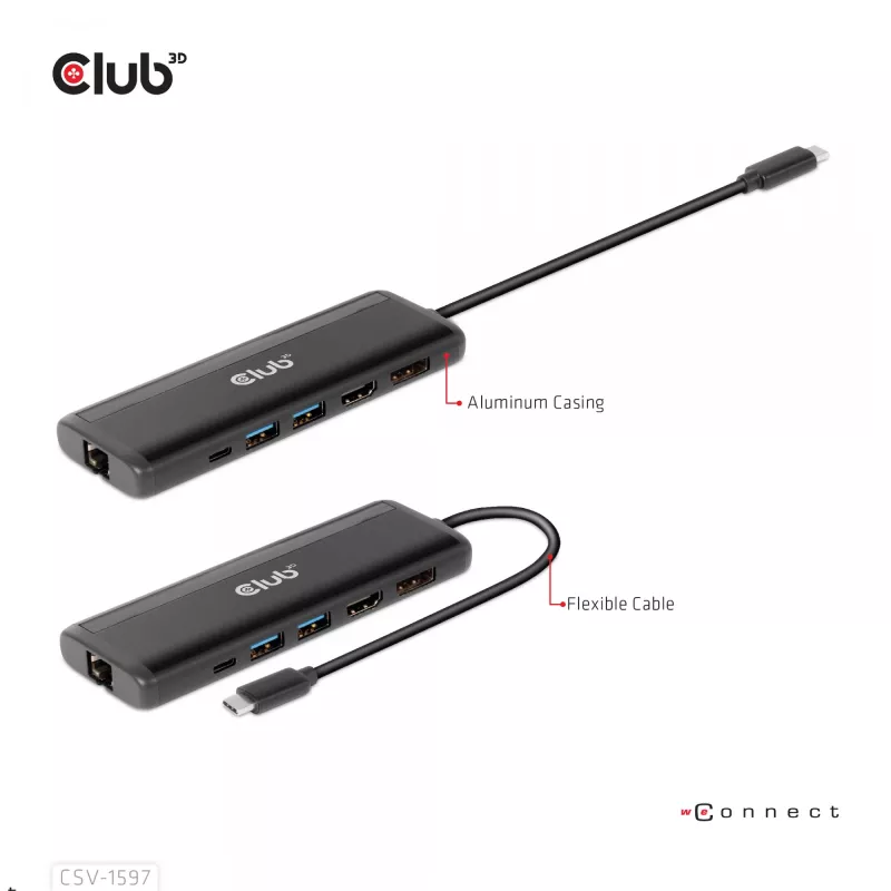 CLUB3D USB Gen 1 Type-C 8-in-1 MST Dual 4K60Hz Display cestovný dock