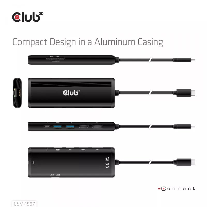 CLUB3D USB Gen 1 Type-C 8-in-1 MST Dual 4K60Hz Display cestovný dock