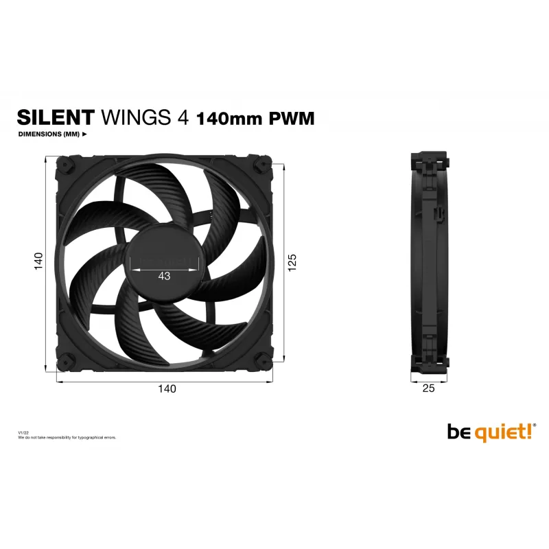 be quiet! SILENT WINGS 4 | 140mm PWM ventilátor do počítačovej skrine 14 cm čierny 1 kus