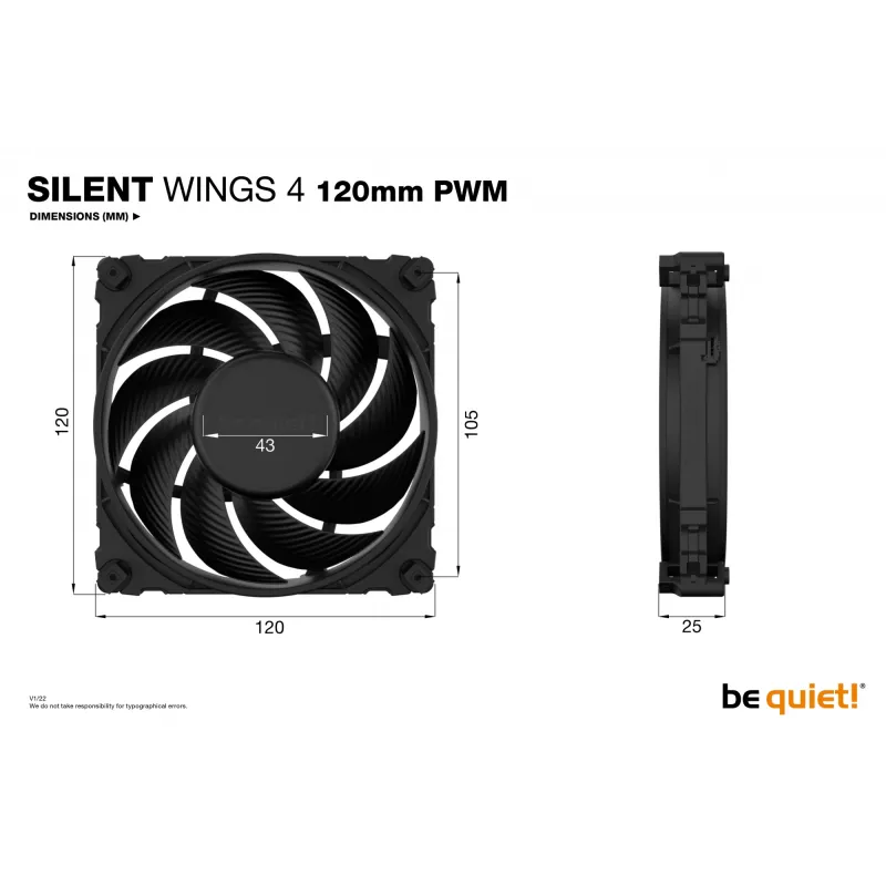 be quiet SILENT WINGS 4 | 120mm PWM ventilátor do počítačovej skrine 12 cm čierny 1 ks