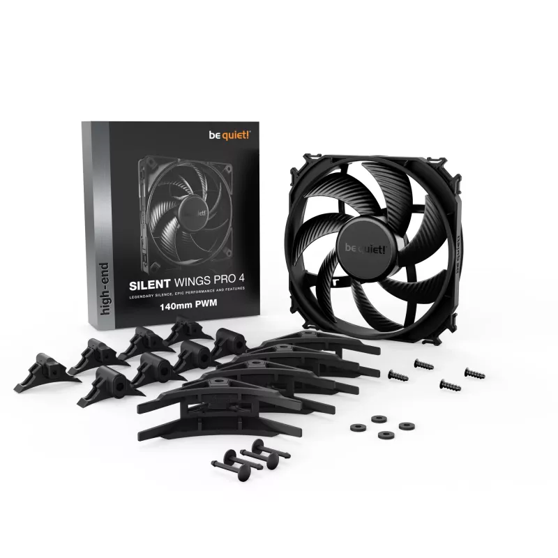 be quiet SILENT WINGS PRO 4 | 140mm PWM ventilátor do počítačovej skrine 14 cm čierny 1 ks