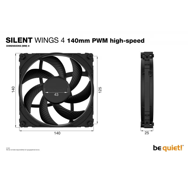be quiet SILENT WINGS 4 | 140mm PWM High-Speed ventilátor do počítačovej skrine 14 cm čierny 1 ks