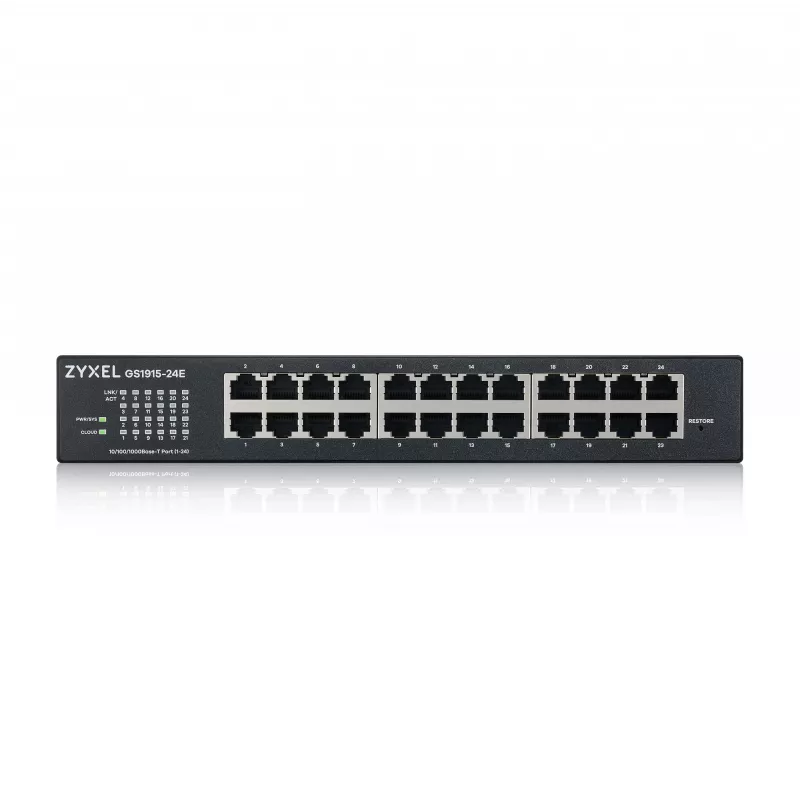 Managed switch Zyxel GS1915-24E L2 Gigabit Ethernet 24 portov 1U čierny