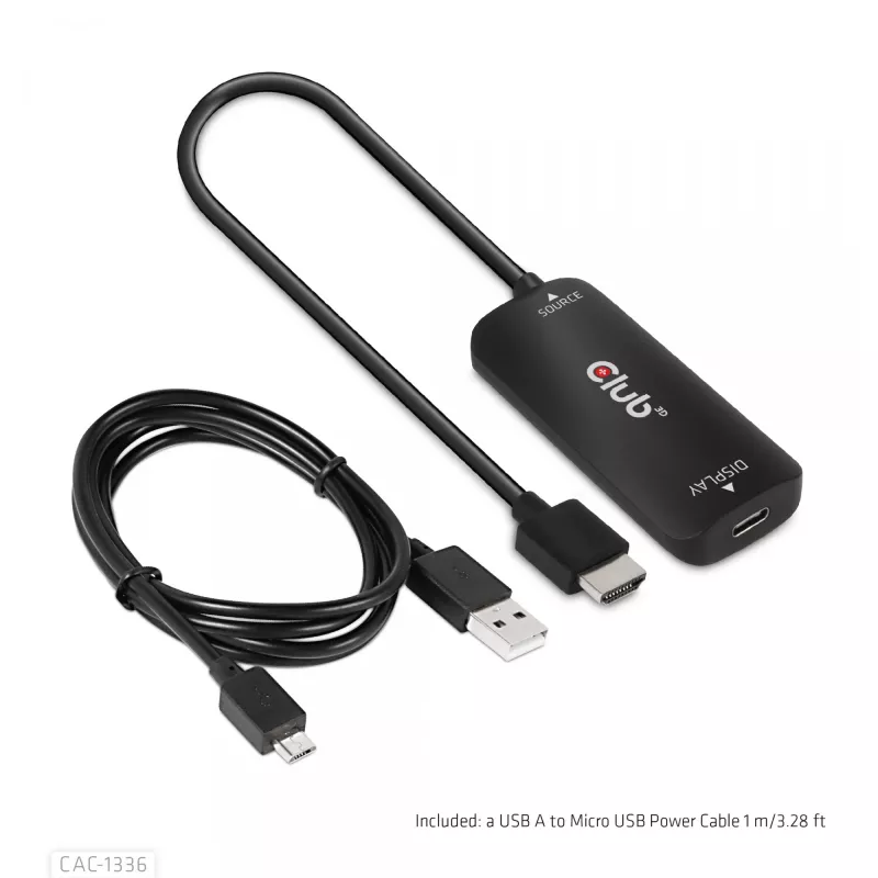 CLUB3D HDMI + Micro USB na USB Type-C 4K120Hz alebo 8K30Hz M/F aktívny adaptér