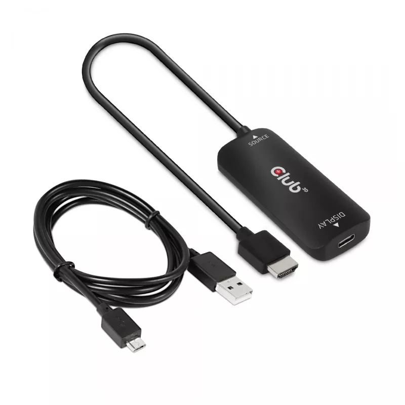 CLUB3D HDMI + Micro USB na USB Type-C 4K120Hz alebo 8K30Hz M/F aktívny adaptér