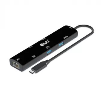 CLUB3D USB4™ Gen3x2 Type-C, 6-in-1 hub s HDMI™ 8K60Hz alebo 4K120Hz, 2xUSB Type-A(10G), Ethernet RJ45(2.5G) a 2xUSB Type-C, 1x Data(10G) a 1xPD3.0 nabíjanie 100 W