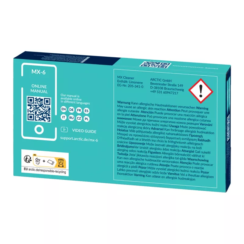 ARCTIC MX-6 ULTIMATE Performance teplovodivá pasta + MX Cleaner, teplovodivá pasta, sivá, 4 g, 1 ks, 66 mm, 120 mm