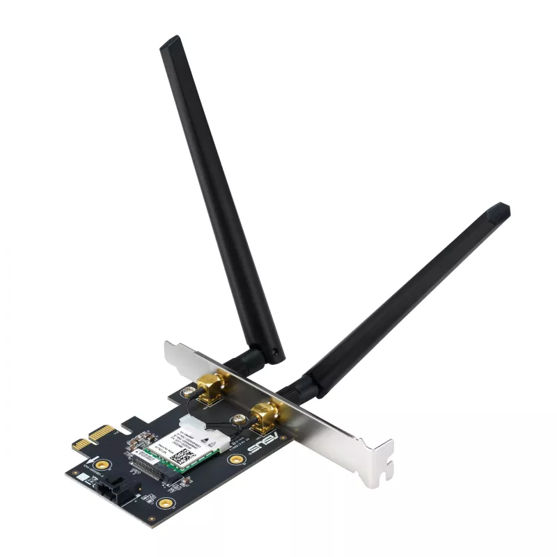 ASUS PCE-AXE5400 interná WLAN karta – PCIe, Wi-Fi 6E Tri-Band (2,4/5/6 GHz), 2402 Mbit/s, Bluetooth 5.2