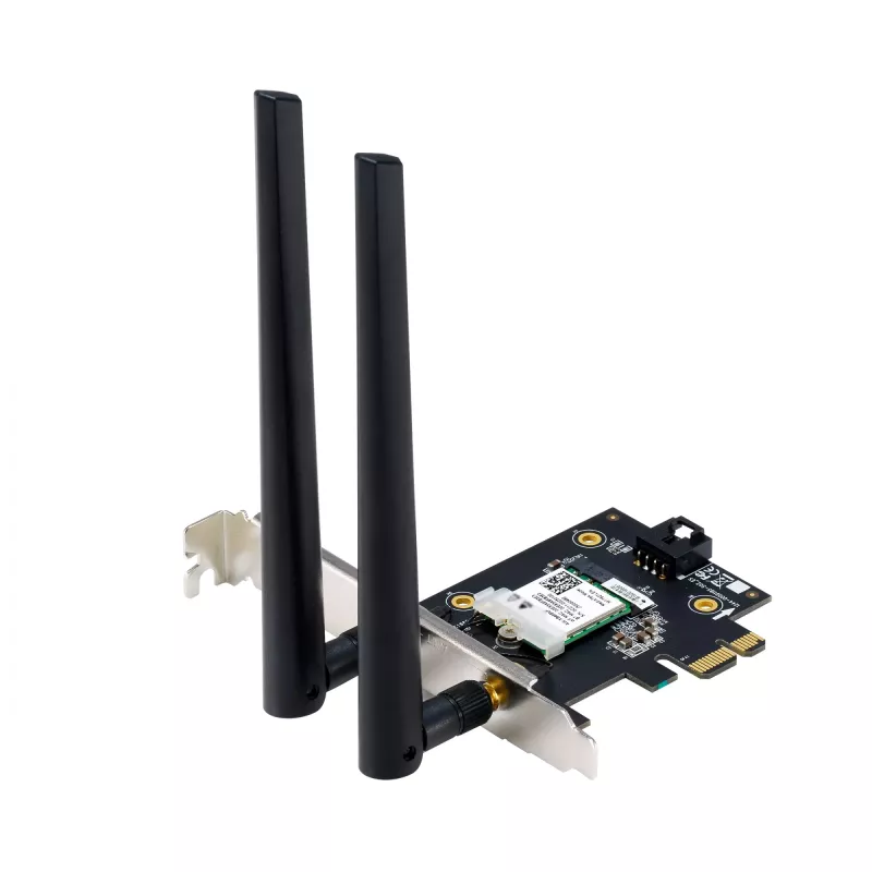 ASUS PCE-AXE5400 interná WLAN karta – PCIe, Wi-Fi 6E Tri-Band (2,4/5/6 GHz), 2402 Mbit/s, Bluetooth 5.2