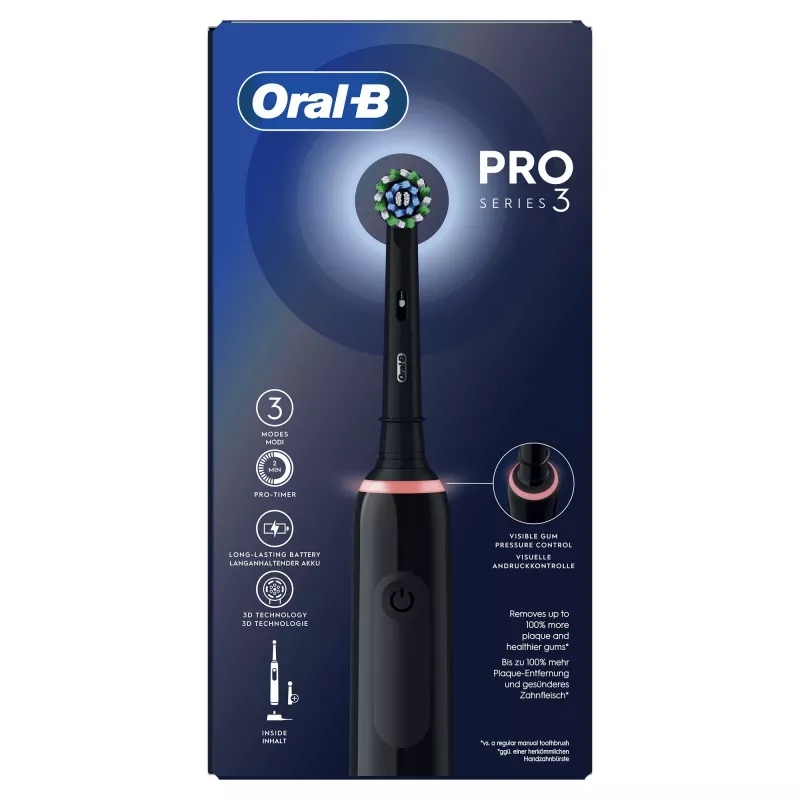 Oral-B Pro 3 Pro3 3000 pre dospelých rotačno-oscilačná zubná kefka čierna