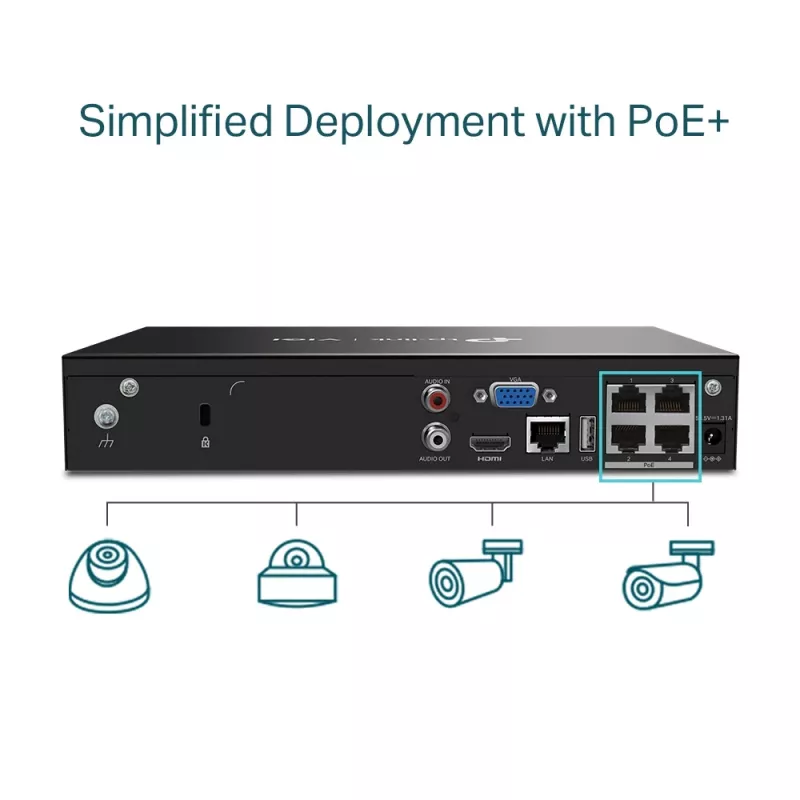 TP-Link VIGI 4-kanálový PoE+ sieťový videorekordér
