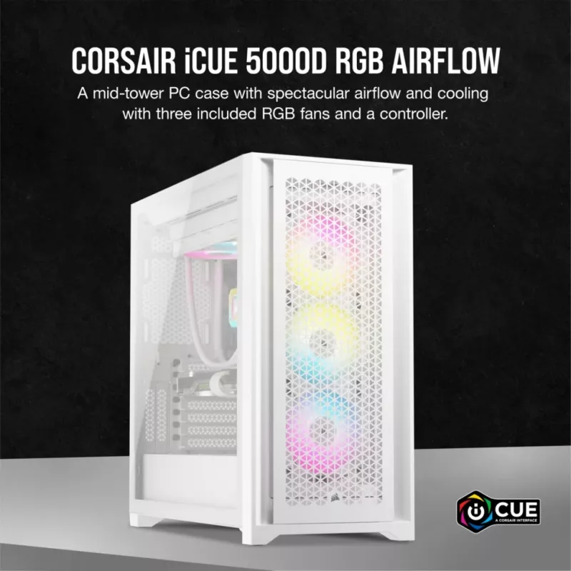 PC skriňa Corsair iCUE 5000D RGB Airflow Midi-Tower biela