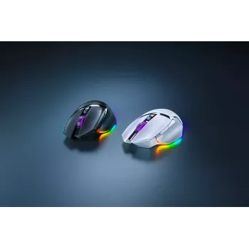 Herná myš Razer Basilisk V3 Pro — pre pravákov, optická 30 000 DPI, RF Wireless/Bluetooth/USB-C, biela