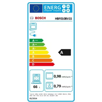 Vstavaná elektrická rúra Bosch Serie 2 HBF010BV1S — 66 L, otočné ovládače, halogénová lampa, trieda A, biela