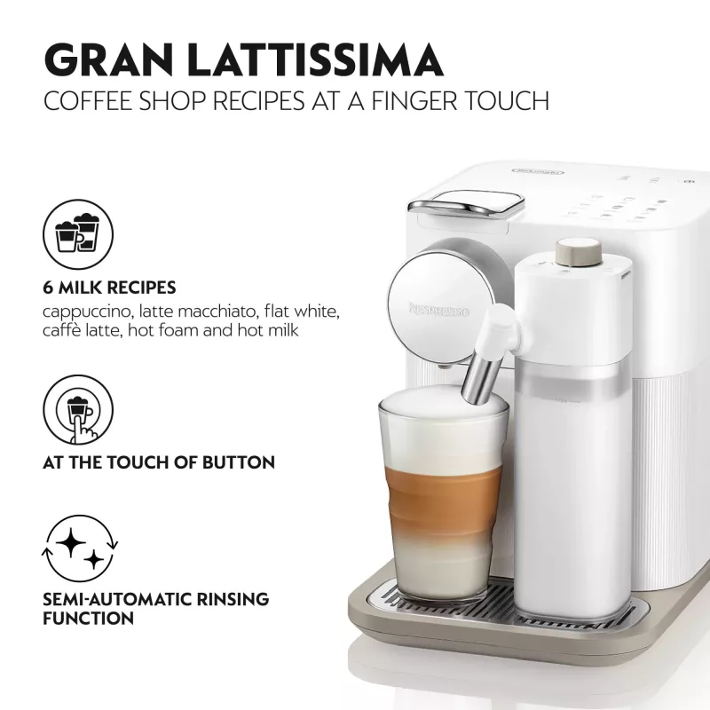 De’Longhi Lattissima One Nespresso Gran Lattissima kávovar od Delonghi, Elegantné tmavé