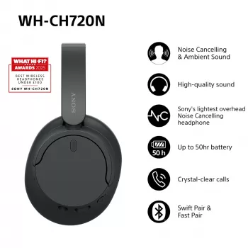 Bezdrôtové slúchadlá s potlačením hluku Sony WH-CH720N, čierne (WHCH720NB.CE7)