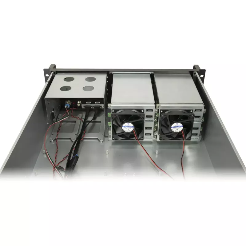 Inter-Tech IPC 3U-3508 skriňa úložného servera, rack 48,3 cm 3U, ATX, SATA/SAS Hot-Swap, 2x externé 5,25-palcové pozície, bez zdroja, čierna