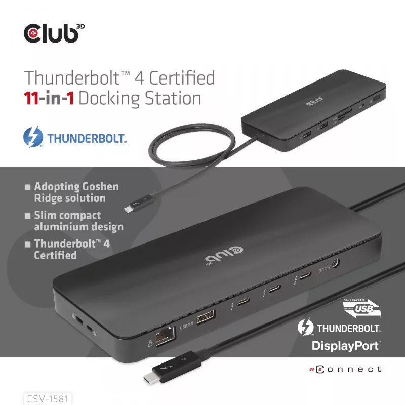 Dokovacia stanica CLUB3D Thunderbolt 4 Certified 11-in-1 140W