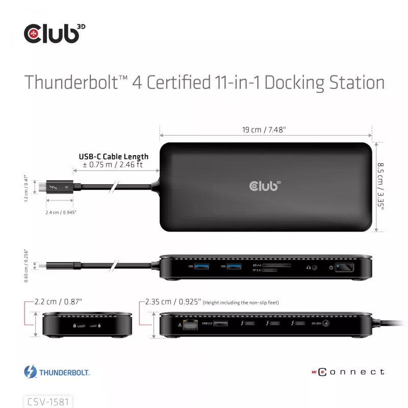 Dokovacia stanica CLUB3D Thunderbolt 4 Certified 11-in-1 140W